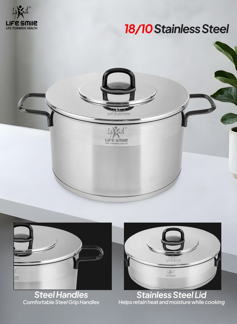 Life Smile Stainless Steel Cookware Set with Lids | 20cm, 24cm, 28cm & 32cm Soup Pots + 28cm Shallow Pot-Multi-Size Cooking Pots - Image 4